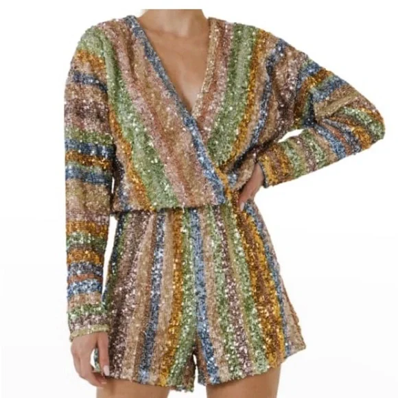 Endless Rose Vibrant Sequin Romper Size L - Picture 7 of 7